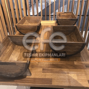 Masif Ahşap Yarı Silindirik Kova